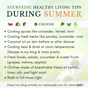 ayurvedic healthy living tips for summer